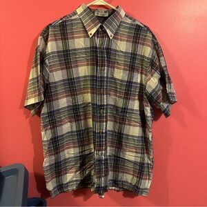 Arrow Sport short-sleeve plaid button-down shirt size XL Vintage